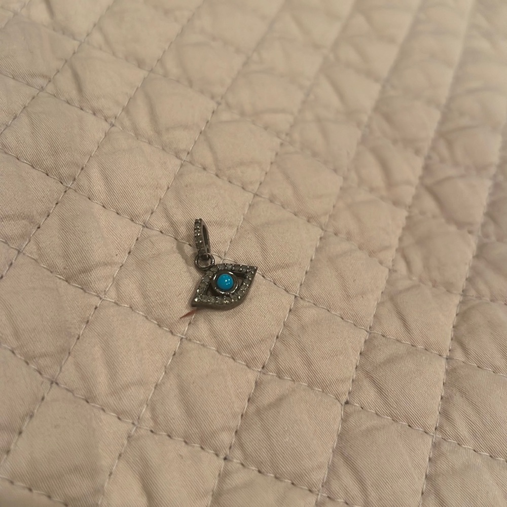 Evil eye Diamond and turquoise pendant over silver